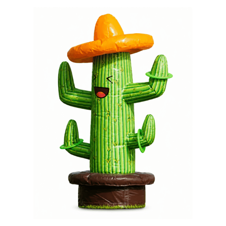 Aufblasbarer Ringwurf Kaktus mit Sombrero in Wien mieten – Geschicklichkeitsspiel mit Wurfringen für Kindergeburtstage, Firmenfeiern und Events